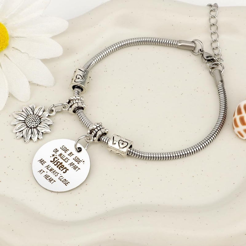 EGHTvmok Sister Birthday Gifts Christmas Mothers Day Sisters Graduation Valentines Bracelet Sunflower,Butterfly,Elephant - Image 3